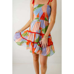 8.28 Boutique:Meet Me in Santorini,Meet Me in Santorini Ella Dress in Abstract Coral,Dress