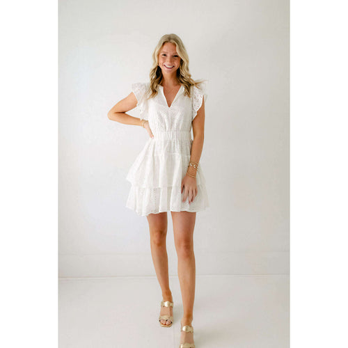 8.28 Boutique:Karlie Clothes,Karlie White Eyelet V-Neck Tiered Dress,Dress