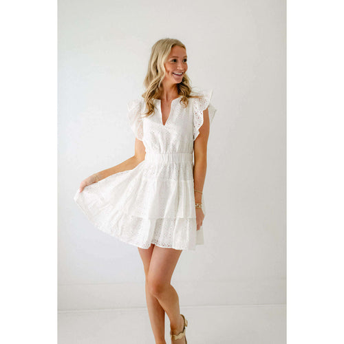 8.28 Boutique:Karlie Clothes,Karlie White Eyelet V-Neck Tiered Dress,Dress