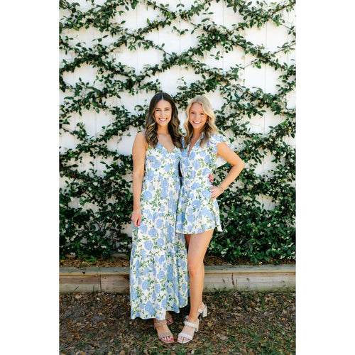 8.28 Boutique:Lavender Brown,Lavender Brown Kamila Dress in Blue and Ivory,Dress