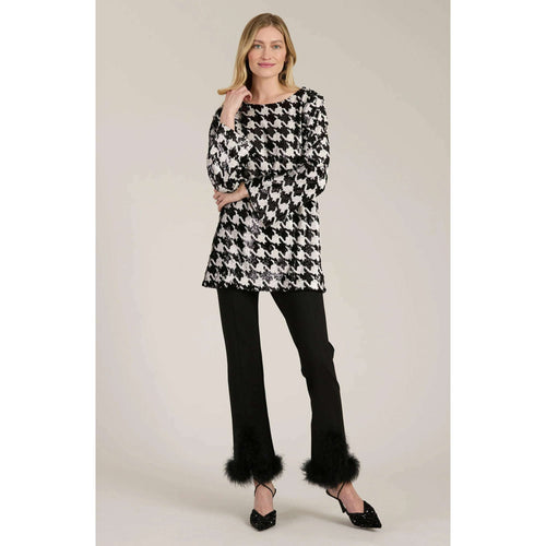 8.28 Boutique:Tyler Boe,Tyler Boe Sandra Sequin Houndstooth Tunic,Shirts & Tops