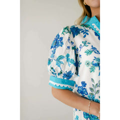8.28 Boutique:Entro,The Penelope Blue Floral Ric Rac Dress,Dress