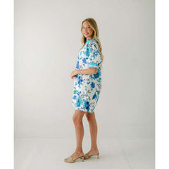 8.28 Boutique:Entro,The Penelope Blue Floral Ric Rac Dress,Dress