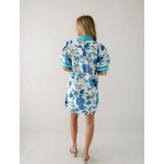 8.28 Boutique:Entro,The Penelope Blue Floral Ric Rac Dress,Dress