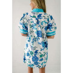 8.28 Boutique:Entro,The Penelope Blue Floral Ric Rac Dress,Dress