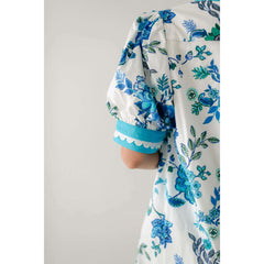8.28 Boutique:Entro,The Penelope Blue Floral Ric Rac Dress,Dress