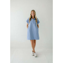 8.28 Boutique:Entro,The Audra Blue Scalloped Dress,Dress