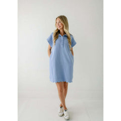 8.28 Boutique:Entro,The Audra Blue Scalloped Dress,Dress