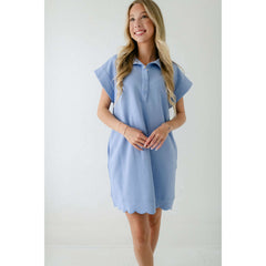 8.28 Boutique:Entro,The Audra Blue Scalloped Dress,Dress
