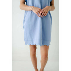 8.28 Boutique:Entro,The Audra Blue Scalloped Dress,Dress