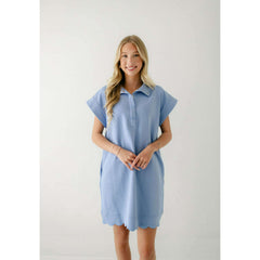 8.28 Boutique:Entro,The Audra Blue Scalloped Dress,Dress