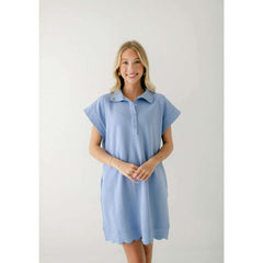 8.28 Boutique:Entro,The Audra Blue Scalloped Dress,Dress