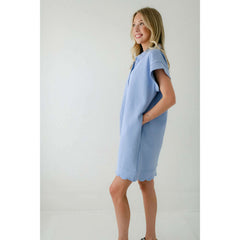 8.28 Boutique:Entro,The Audra Blue Scalloped Dress,Dress