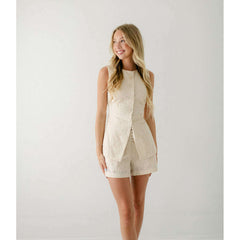 8.28 Boutique:Karlie Clothes,Karlie Eyelet Button Shorts in Beige,Bottoms