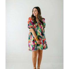 8.28 Boutique:Karlie Clothes,Karlie Birds of Paradise V-Neck Puff Sleeve Dress,Dress