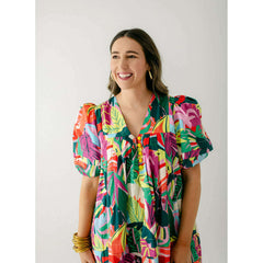 8.28 Boutique:Karlie Clothes,Karlie Birds of Paradise V-Neck Puff Sleeve Dress,Dress