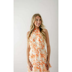 8.28 Boutique:LUCY PARIS,Lucy Paris Mari Orange Floral Tiered Dress,Dress