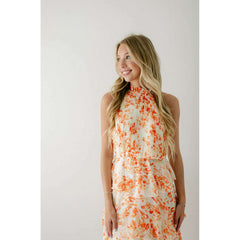 8.28 Boutique:LUCY PARIS,Lucy Paris Mari Orange Floral Tiered Dress,Dress