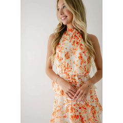 8.28 Boutique:LUCY PARIS,Lucy Paris Mari Orange Floral Tiered Dress,Dress
