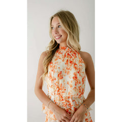 8.28 Boutique:LUCY PARIS,Lucy Paris Mari Orange Floral Tiered Dress,Dress
