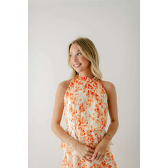 8.28 Boutique:LUCY PARIS,Lucy Paris Mari Orange Floral Tiered Dress,Dress