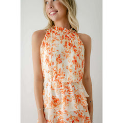 8.28 Boutique:LUCY PARIS,Lucy Paris Mari Orange Floral Tiered Dress,Dress