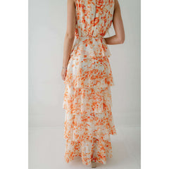8.28 Boutique:LUCY PARIS,Lucy Paris Mari Orange Floral Tiered Dress,Dress