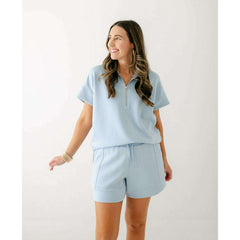 Varley Atrium High Rise Short 4.5" in Cashmere Blue