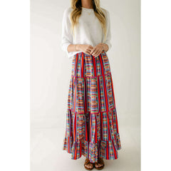 8.28 Boutique:Briton Court,Briton Court Savannah Skirt in Striped Floral Geo,skirt