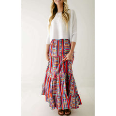 8.28 Boutique:Briton Court,Briton Court Savannah Skirt in Striped Floral Geo,skirt