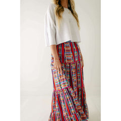 8.28 Boutique:Briton Court,Briton Court Savannah Skirt in Striped Floral Geo,skirt