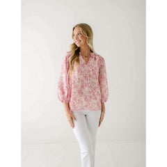 8.28 Boutique:Jade by Melody Tam,Jade Melody Tam Pink Dimensional Flower Top,Shirts & Tops