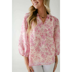 8.28 Boutique:Jade by Melody Tam,Jade Melody Tam Pink Dimensional Flower Top,Shirts & Tops