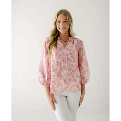 8.28 Boutique:Jade by Melody Tam,Jade Melody Tam Pink Dimensional Flower Top,Shirts & Tops