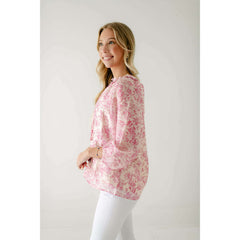 8.28 Boutique:Jade by Melody Tam,Jade Melody Tam Pink Dimensional Flower Top,Shirts & Tops