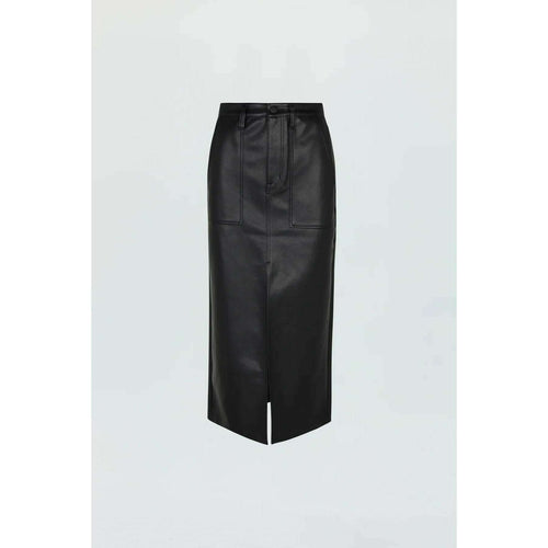 8.28 Boutique:PISTOLA DENIM,Pistola Alice Utility Black Faux Leather Midi Skirt in Slate Black,skirt