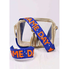 8.28 Boutique:Caroline Hill,Blue and Orange Game Day Spirit Sequin Strap,purse strap