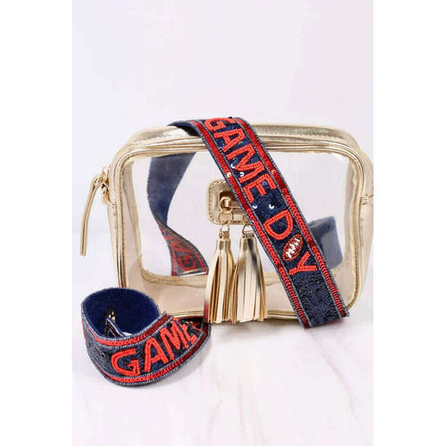 8.28 Boutique:Caroline Hill,Navy and Red Game Day Spirit Sequin Strap,purse strap