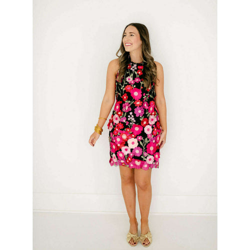 8.28 Boutique:Jade Melody Tam,Jade Melody Tam Fuchsia Dimensional Floral Dress,Dress