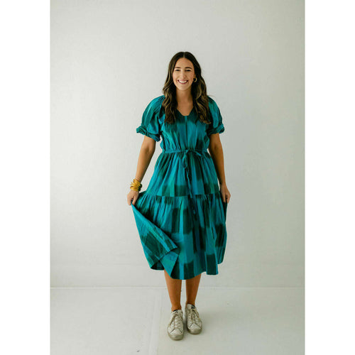 8.28 Boutique:WKND WYFR,Wknd Wyfr St. Barth's Turquoise Ikat Midi Dress,dress