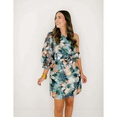 8.28 Boutique:Jade Melody Tam,Jade Melody Tam One Shoulder Floral Monet Dress,Dress