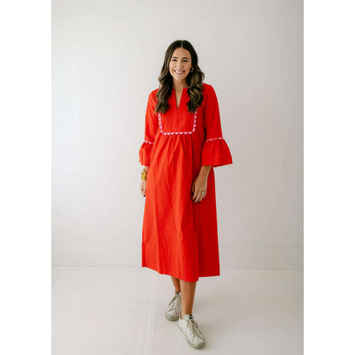 8.28 Boutique:TCEC,The Morgan Red and Pink Scalloped Maxi Dress,Dress