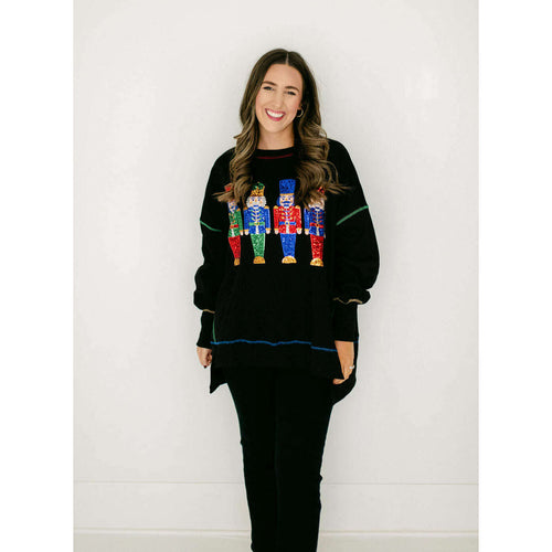 8.28 Boutique:8.28 Boutique,The Nutcracker Black Long Sleeve Top,Sweaters