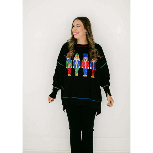 8.28 Boutique:8.28 Boutique,The Nutcracker Black Long Sleeve Top,Sweaters