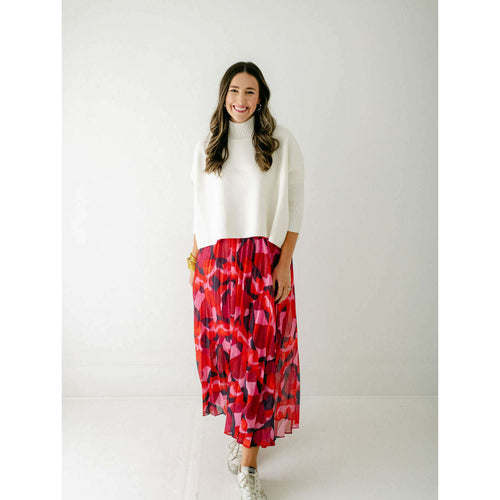 8.28 Boutique:Jade Melody Tam,Jade Melody Tam Red Medley Pleated Maxi Skirt,skirt