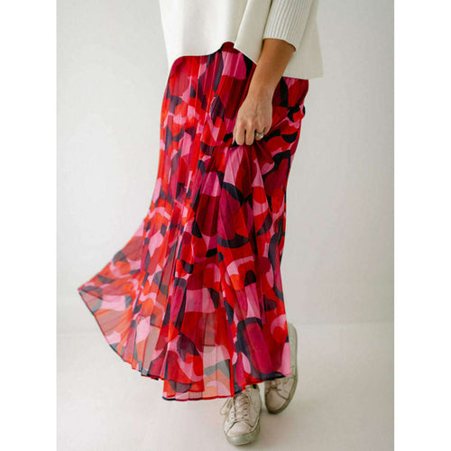 8.28 Boutique:Jade Melody Tam,Jade Melody Tam Red Medley Pleated Maxi Skirt,skirt