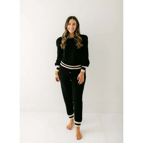 8.28 Boutique:Emily McCarthy,Emily McCarthy Downtown Jogger in Black Knit Cheetah,pants