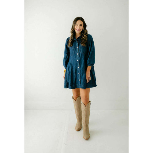 8.28 Boutique:Entro,Entro Penny Denim Long Sleeve Button Up Dress,Dress