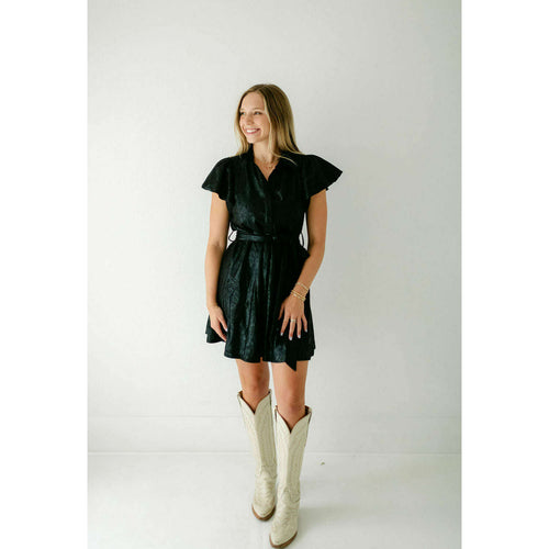 8.28 Boutique:Sincerely Ours,Sincerely Ours Aly Black Snake Suede Mini Dress,Dress