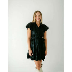 8.28 Boutique:Sincerely Ours,Sincerely Ours Aly Black Snake Suede Mini Dress,Dress